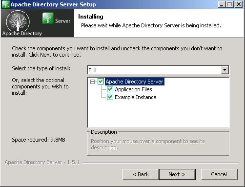 ApacheDS Install screen 1