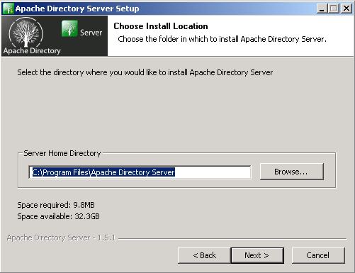 ApacheDS Install screen 2
